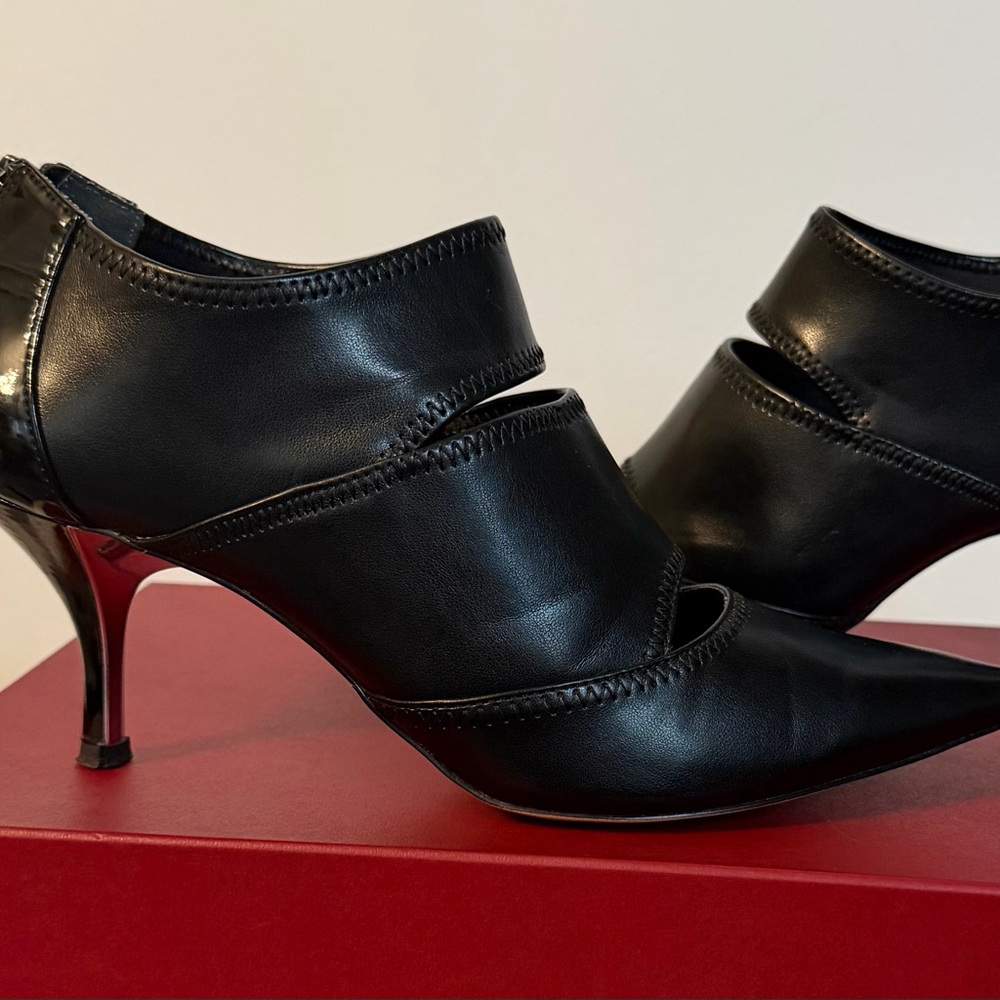Donald J. Pliner Black Leather Cutout Booties